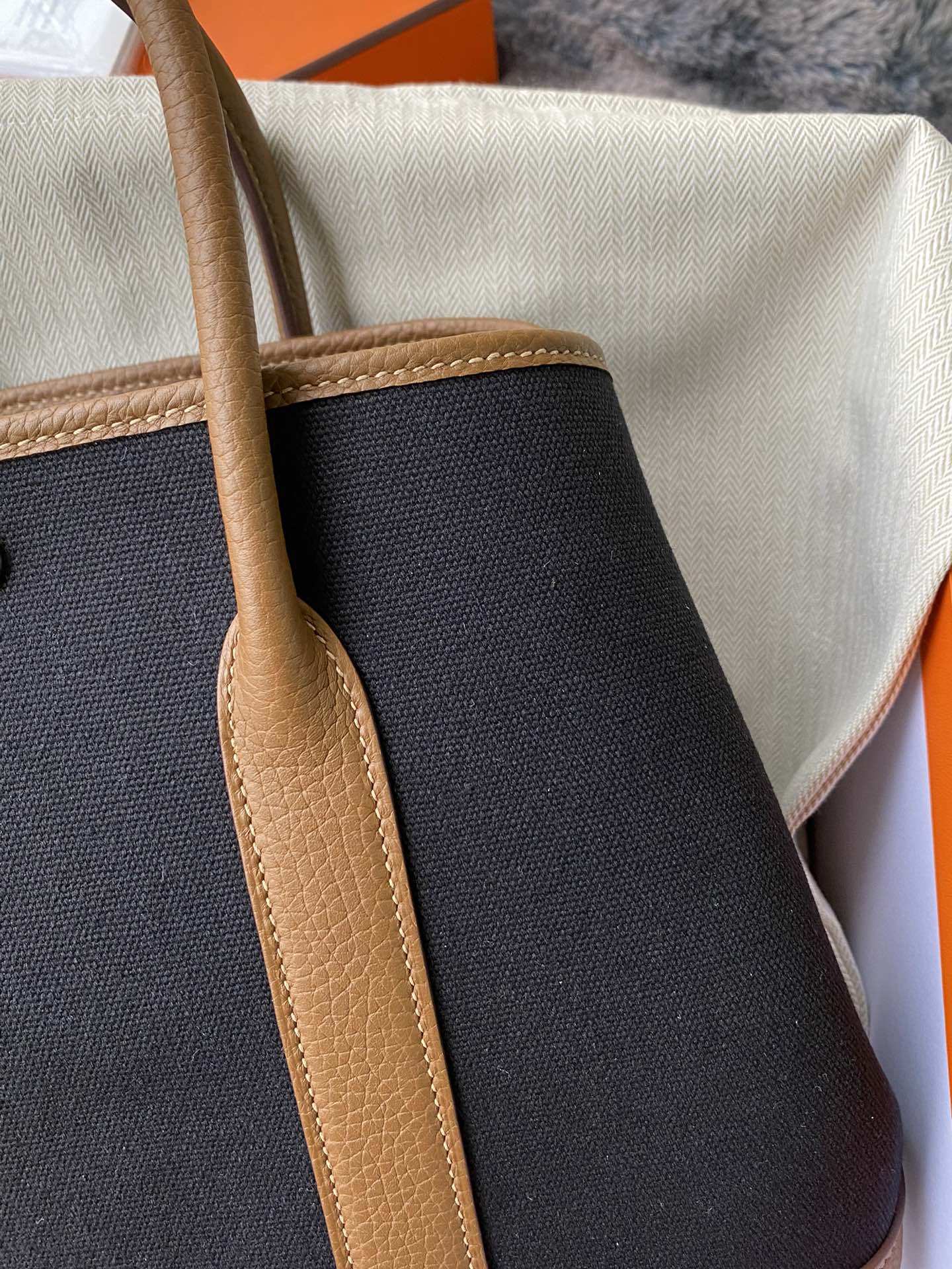 Hermès Garden Party 30 Canvas and Leather Tote Bag - Black &amp; Gold