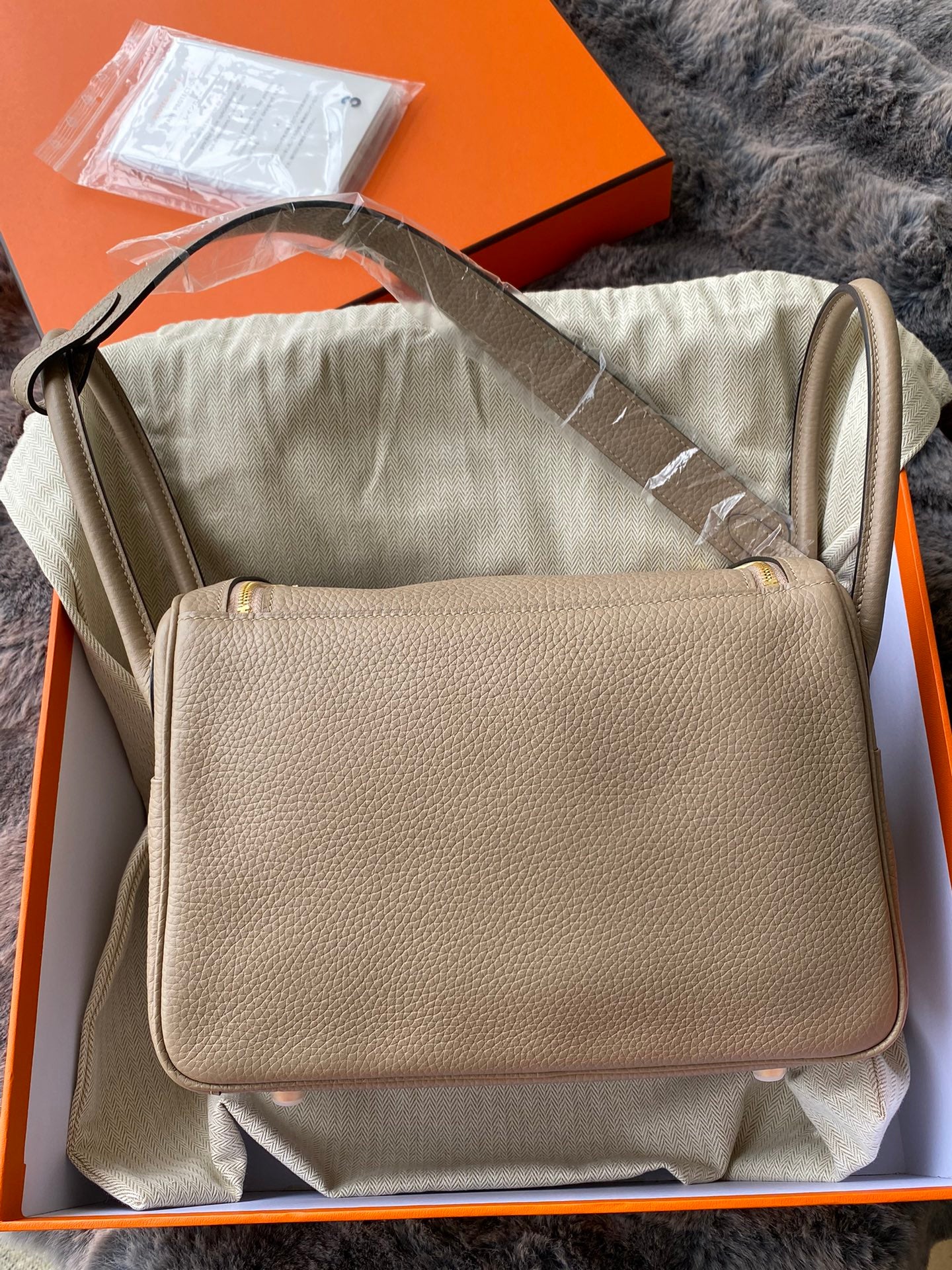 Hermès Lindy 26 Bag in Beige Taurillon Clemence Leather
