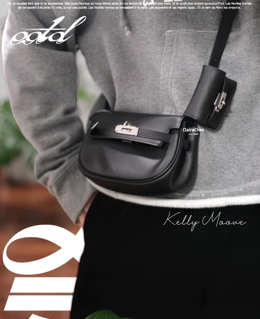 Kelly Moore Women's Black Leather Crossbody Bag with Detachable Mini Pouch