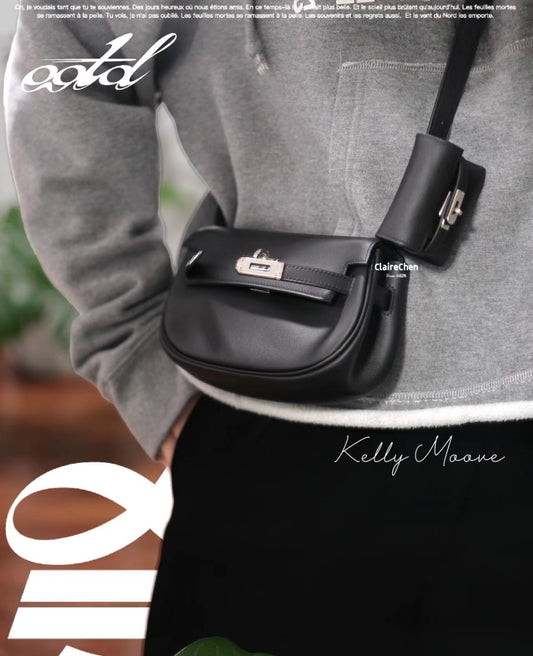 Kelly Moore Women's Black Leather Crossbody Bag with Detachable Mini Pouch