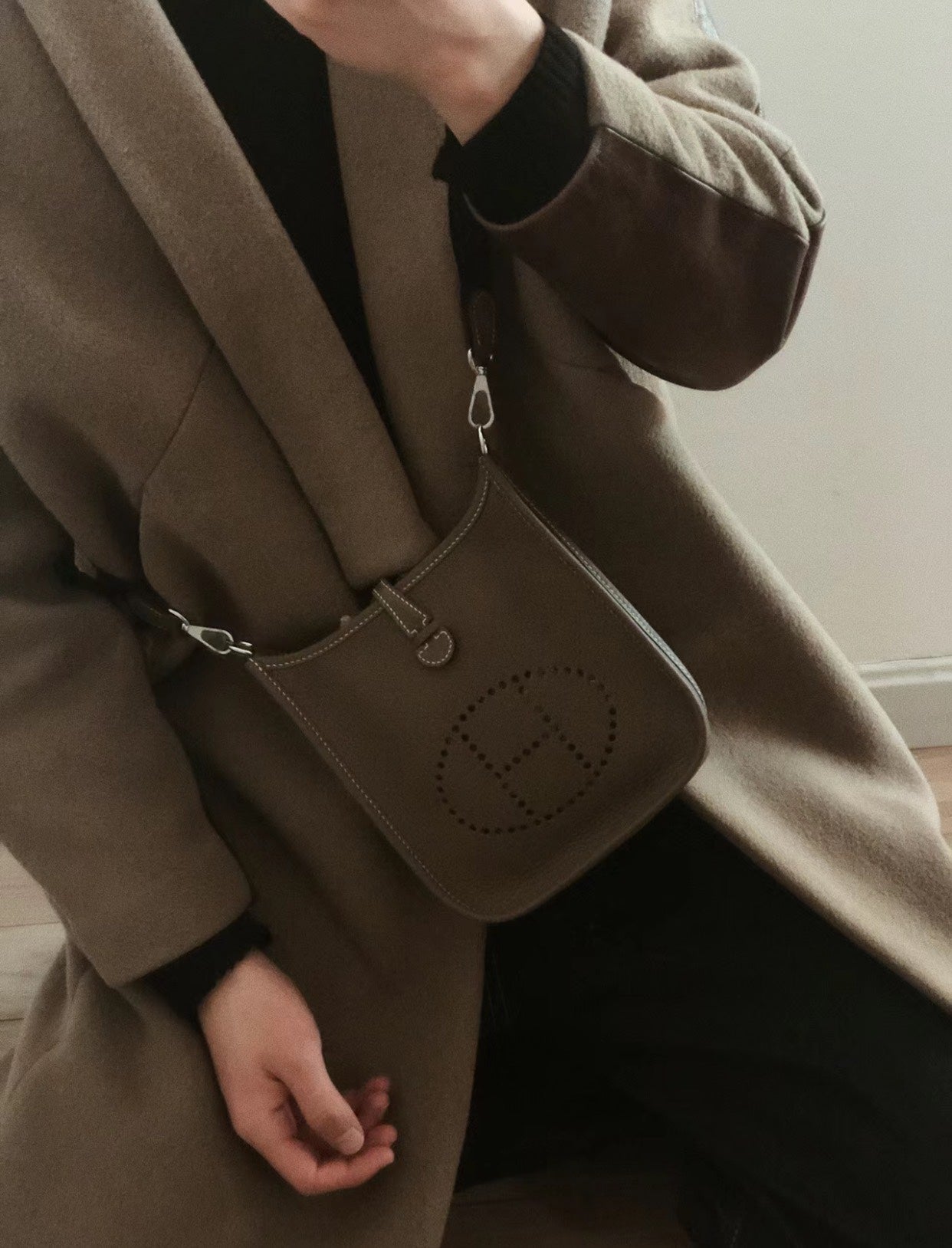 Hermès Evelyne TPM Crossbody Bag - Etoupe Clemence Leather