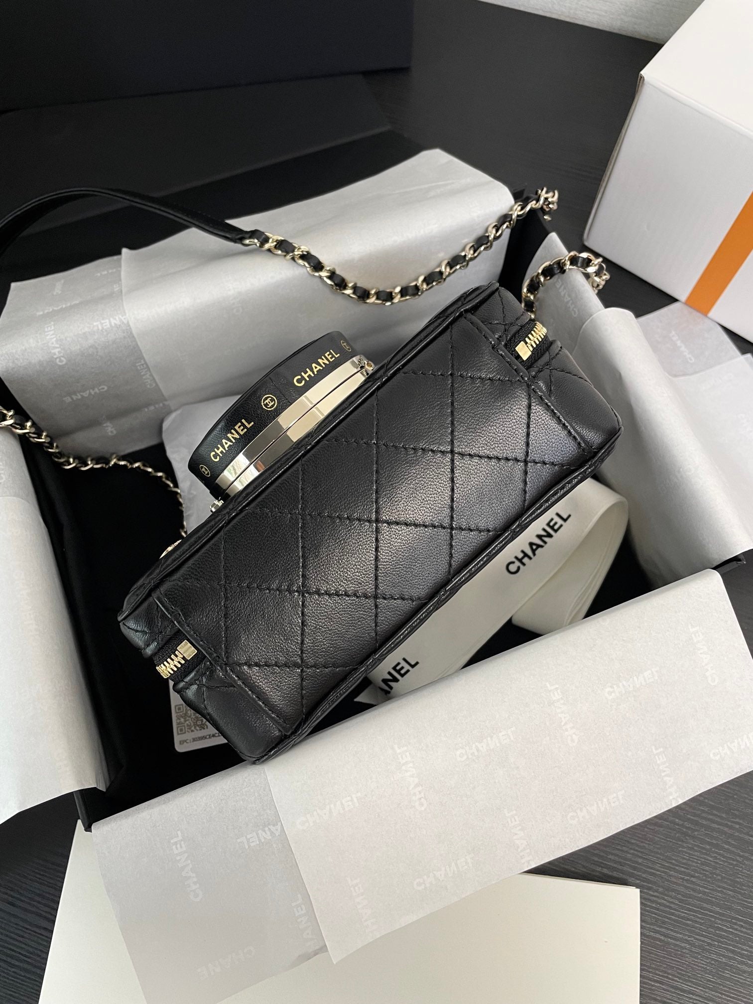 Chanel Quilted Lambskin Camera Case Mini Bag - Black with Gold-Tone Hardware