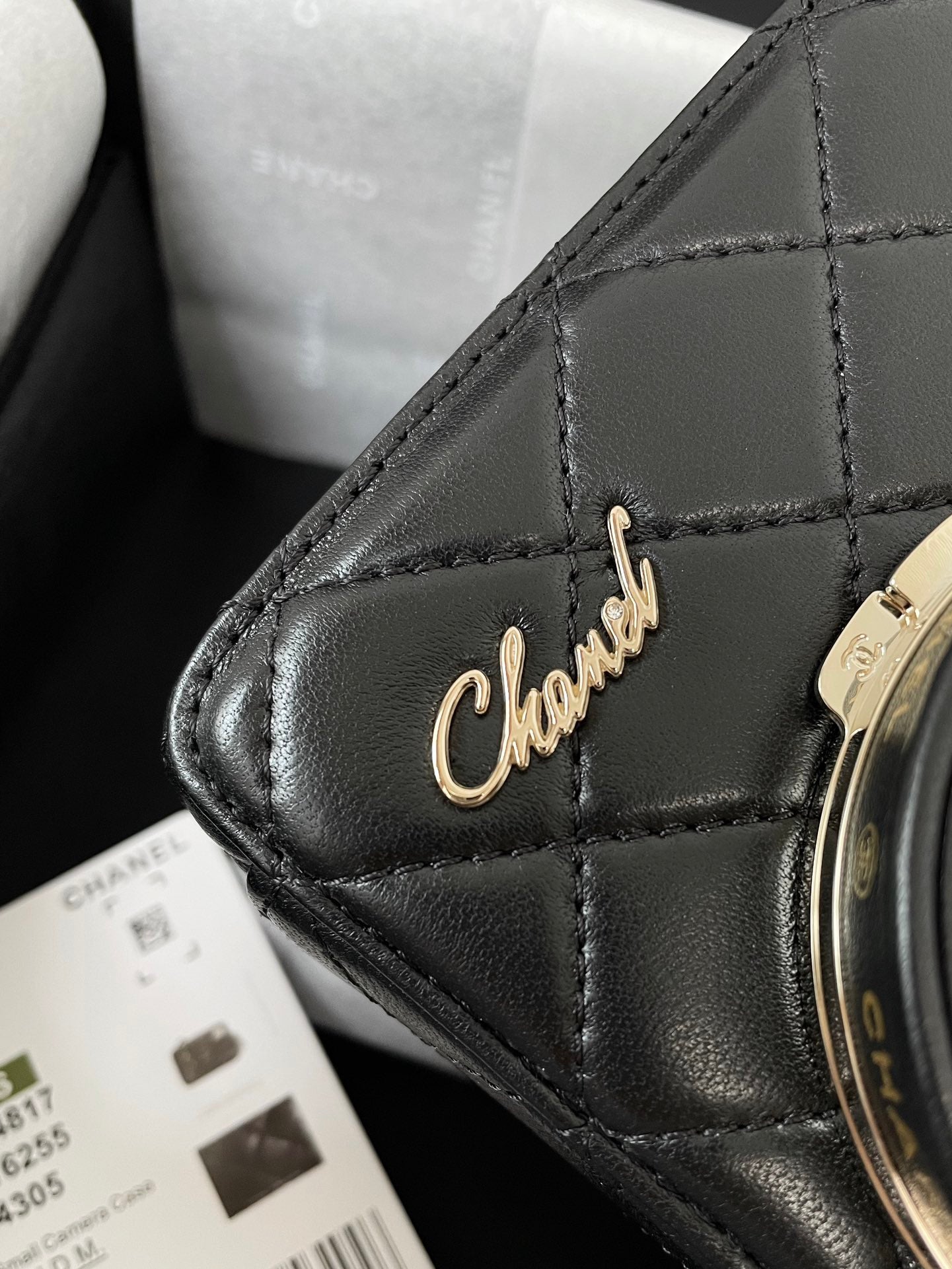 Chanel Quilted Lambskin Camera Case Mini Bag - Black with Gold-Tone Hardware