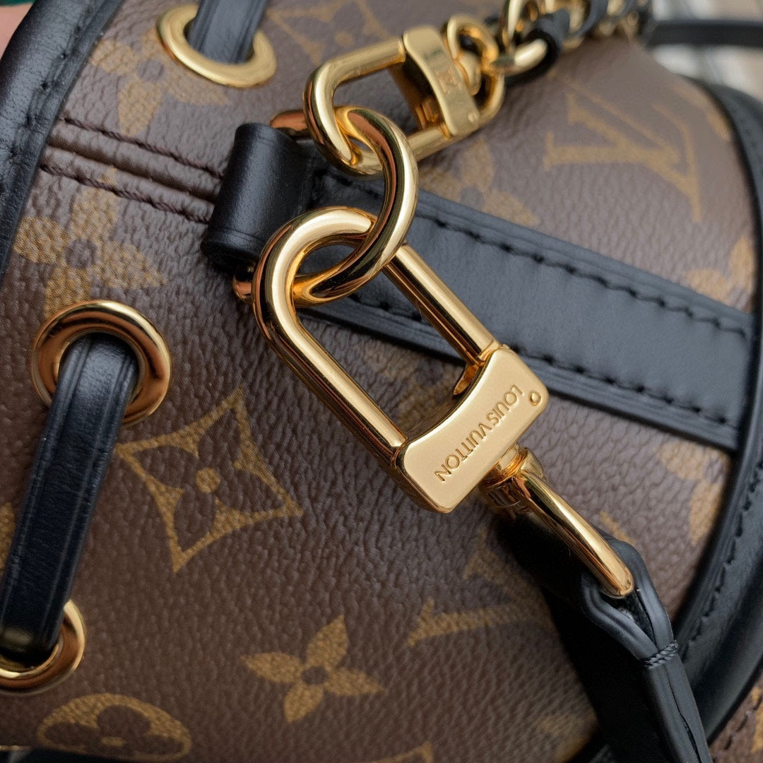 Louis Vuitton Duffle Bag Monogram Canvas - Black Leather Trim