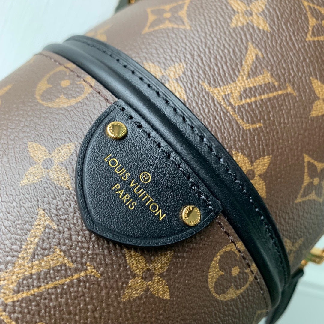 Louis Vuitton Duffle Bag Monogram Canvas - Black Leather Trim