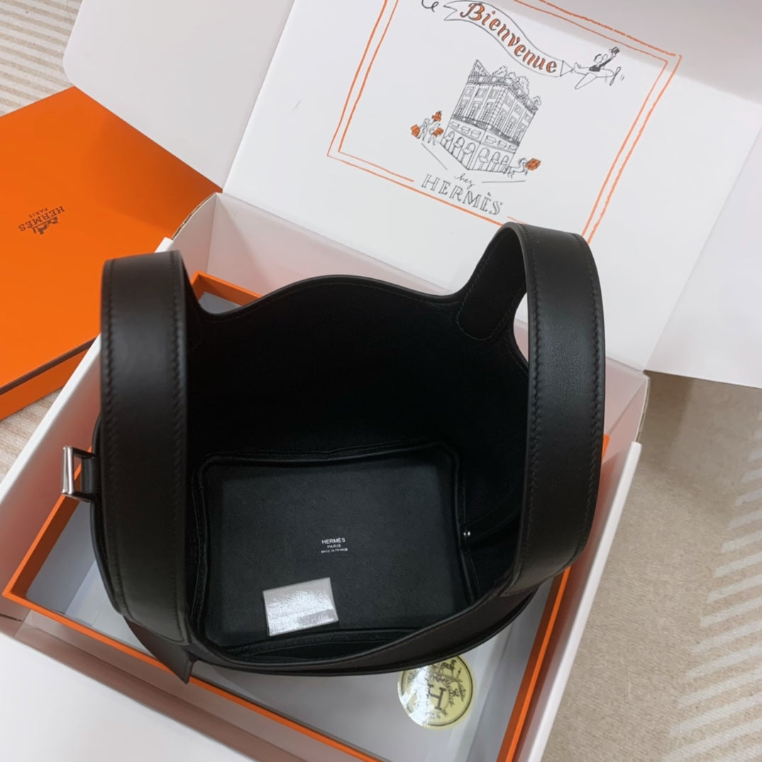 Hermès Picotin Cargo 18 Bag - Black Canvas &amp; Swift Leather