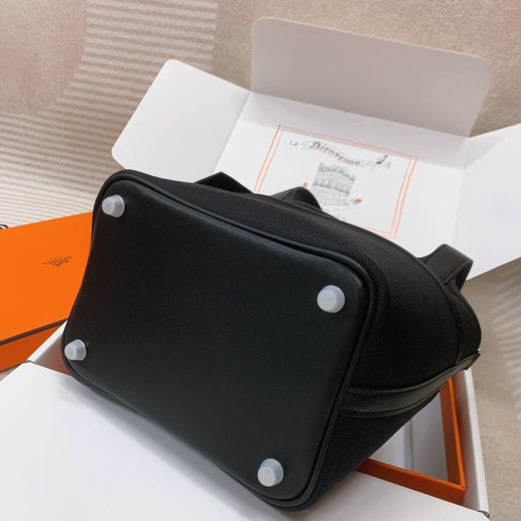 Hermès Picotin Cargo 18 Bag - Black Canvas &amp; Swift Leather