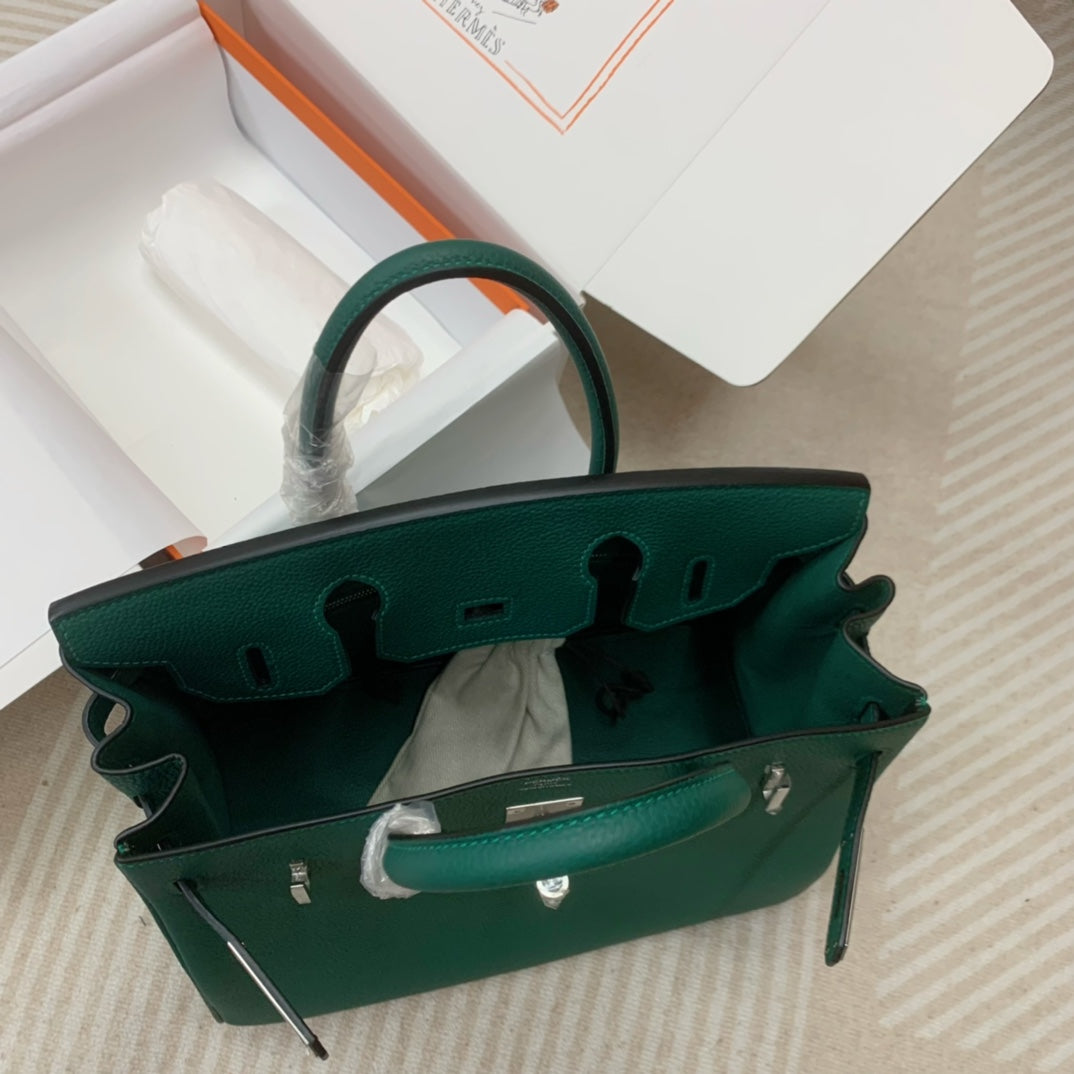 Hermès Birkin 30 Green Togo Leather with Palladium Hardware Handbag
