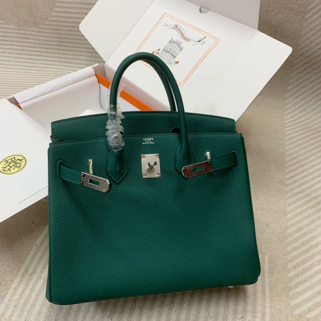 Hermès Birkin 30 Green Togo Leather with Palladium Hardware Handbag