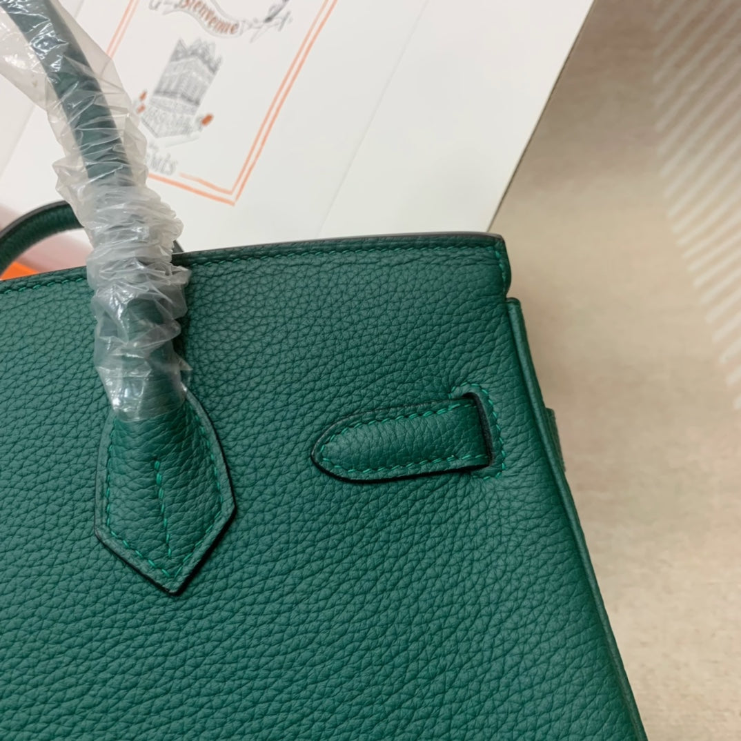 Hermès Birkin 30 Green Togo Leather with Palladium Hardware Handbag