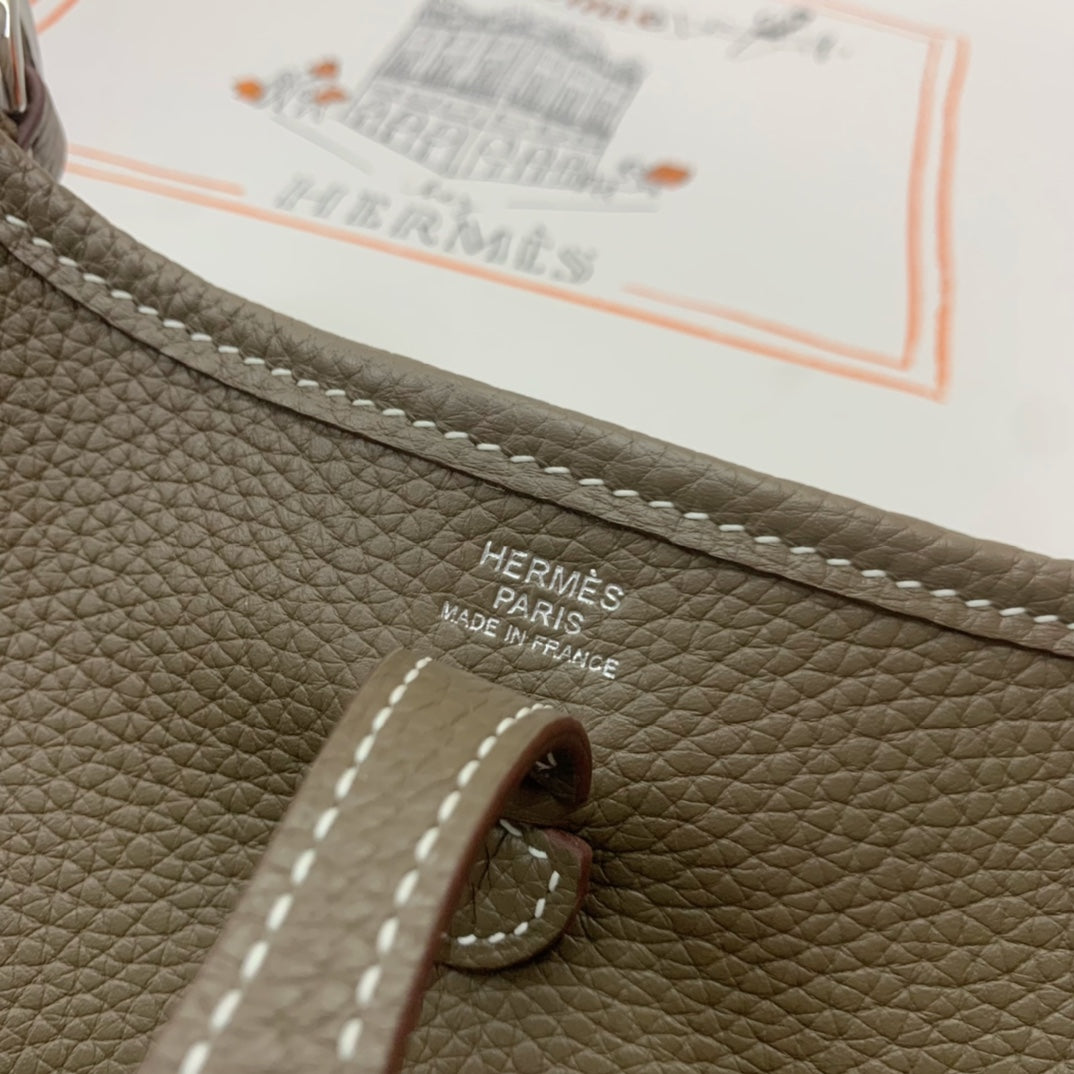 Hermès Evelyne TPM 16 Crossbody Bag - Etoupe Clemence Leather with Palladium Hardware
