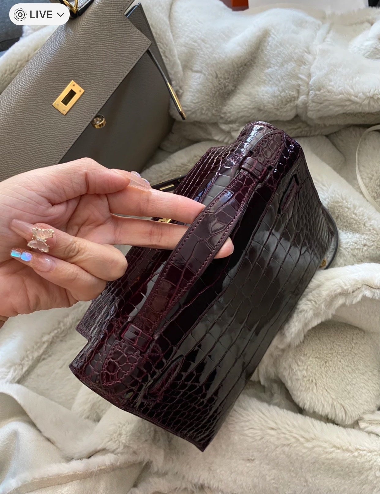 Luxury Dark Brown Crocodile Embossed Leather Handbag