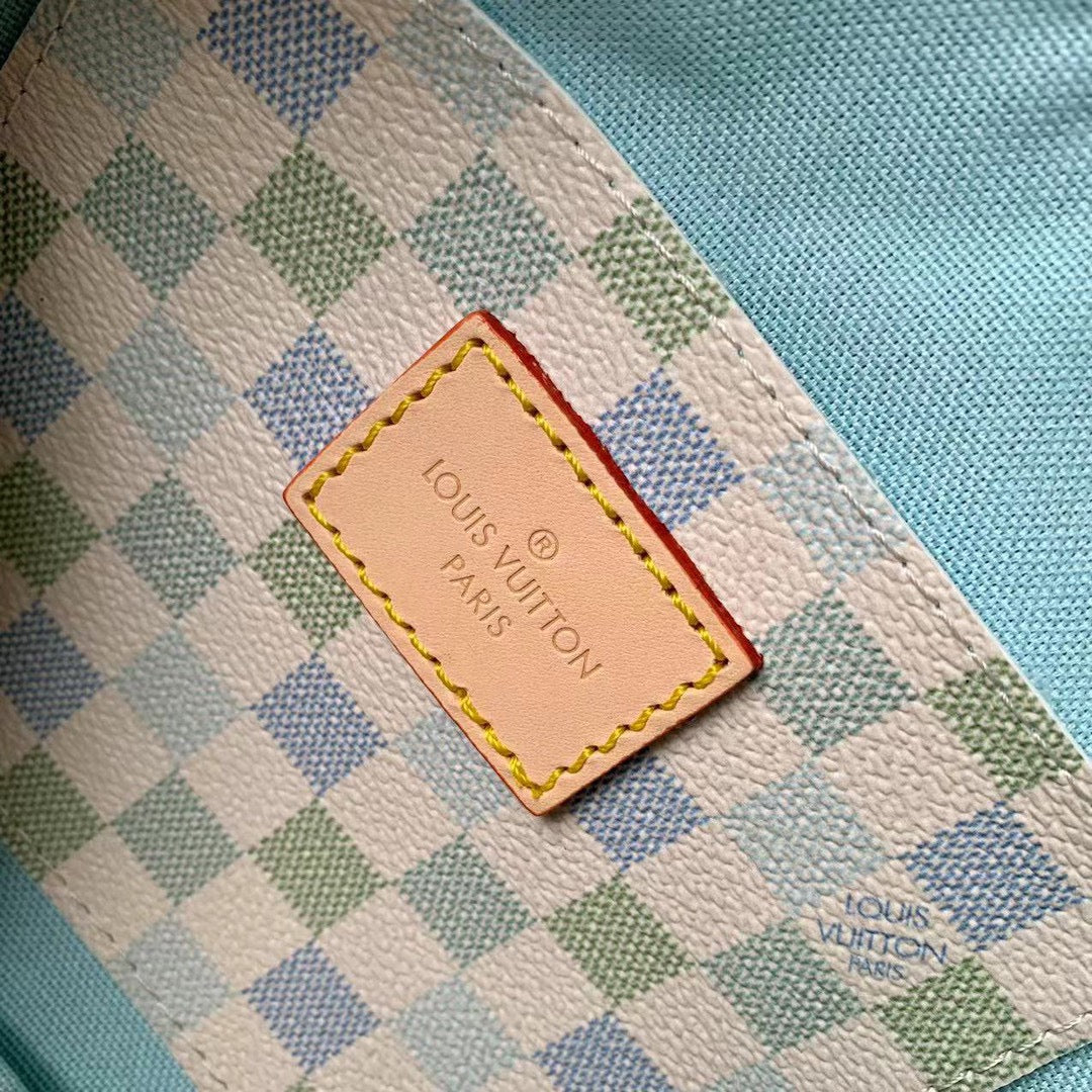 Louis Vuitton Nano Speedy Handbag - Pastel Damier Azur Canvas - Green & Blue