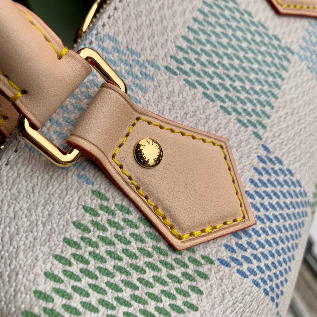 Louis Vuitton Nano Speedy Handbag - Pastel Damier Azur Canvas - Green & Blue
