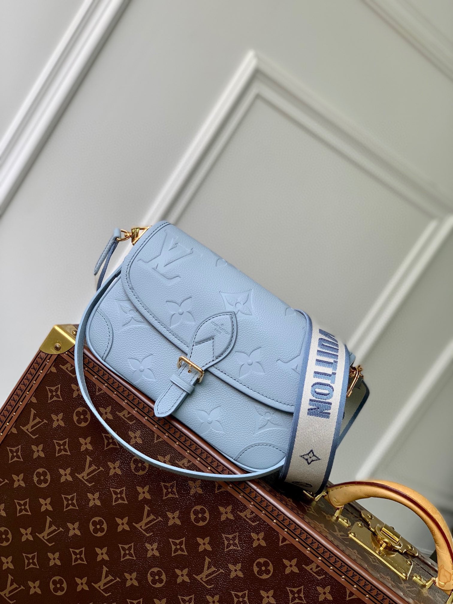 Louis Vuitton Diane Monogram Empreinte Leather Shoulder Bag - Light Blue
