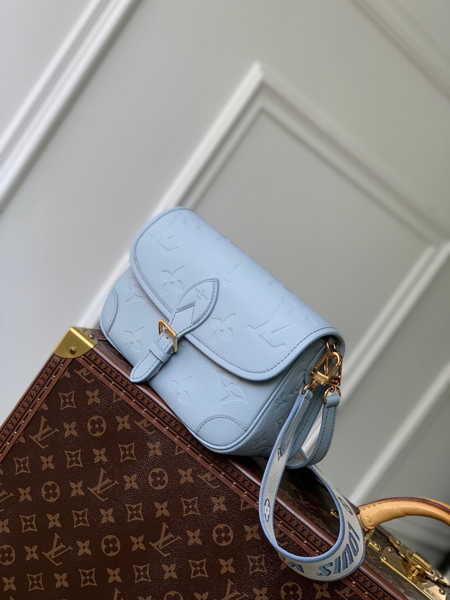 Louis Vuitton Diane Monogram Empreinte Leather Shoulder Bag - Light Blue