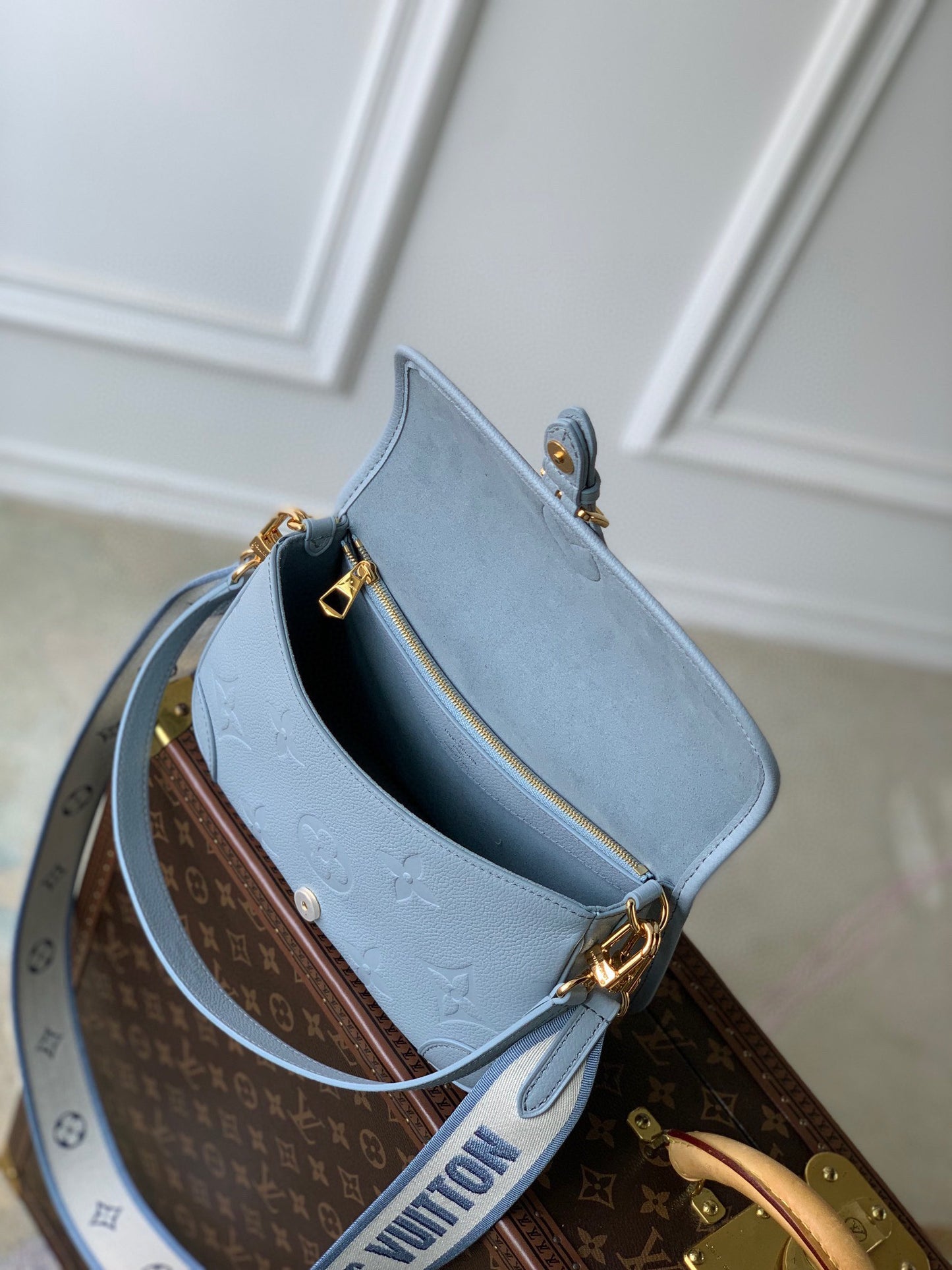 Louis Vuitton Diane Monogram Empreinte Leather Shoulder Bag - Light Blue