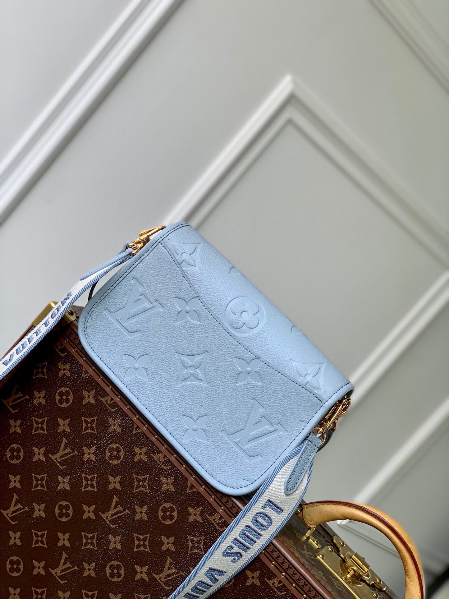 Louis Vuitton Diane Monogram Empreinte Leather Shoulder Bag - Light Blue
