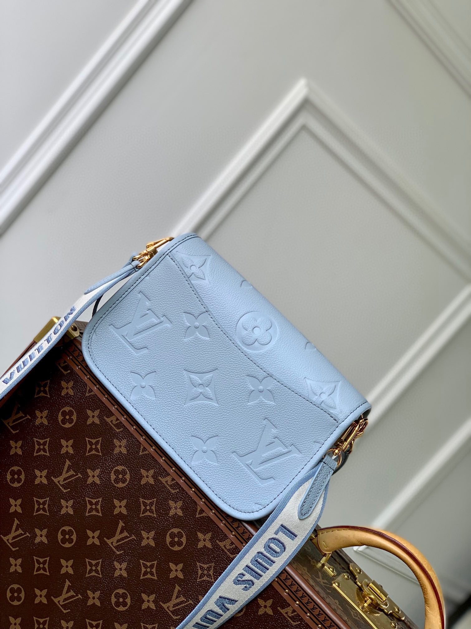 Louis Vuitton Diane Monogram Empreinte Leather Shoulder Bag - Light Blue