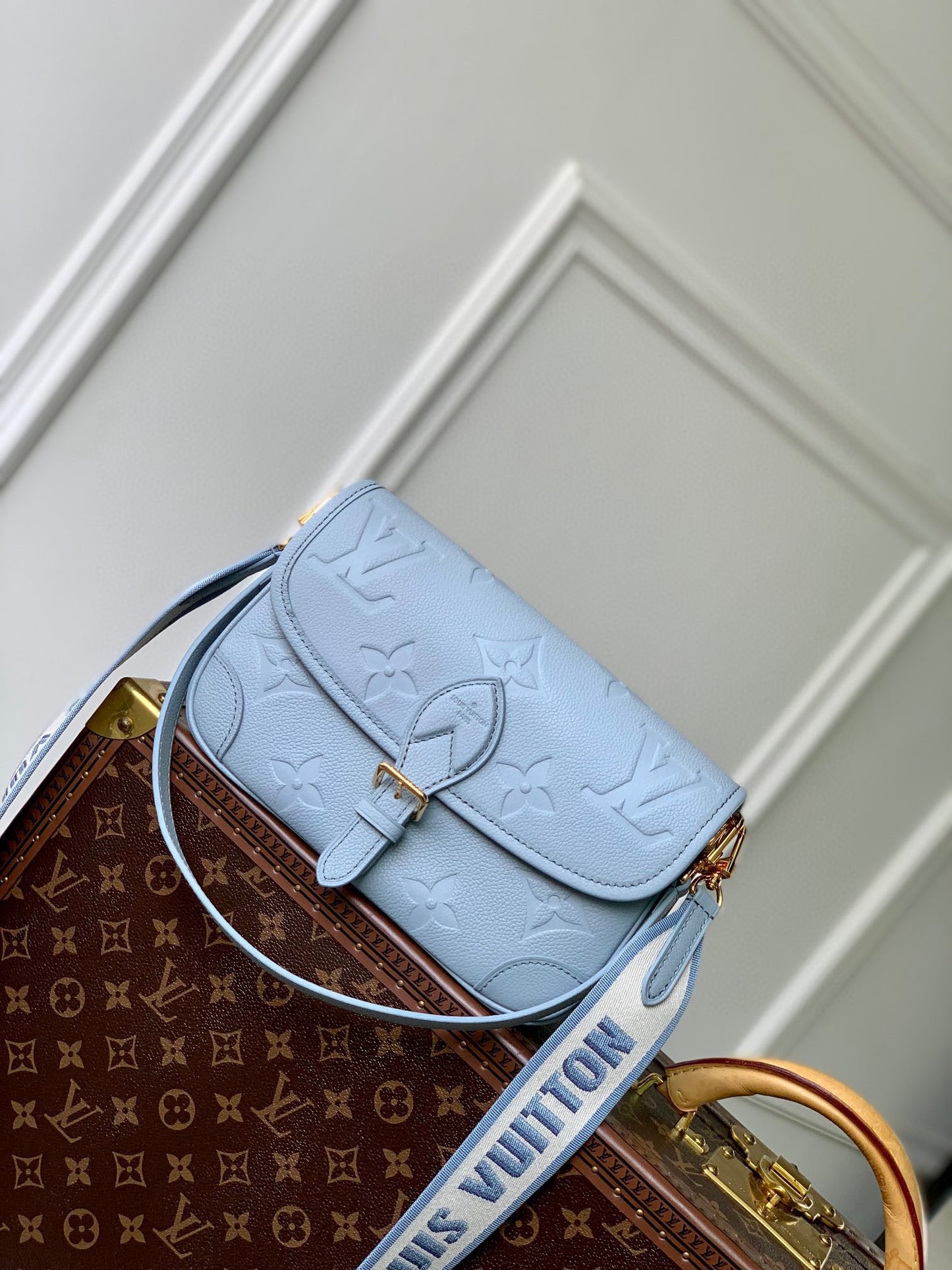 Louis Vuitton Diane Monogram Empreinte Leather Shoulder Bag - Light Blue