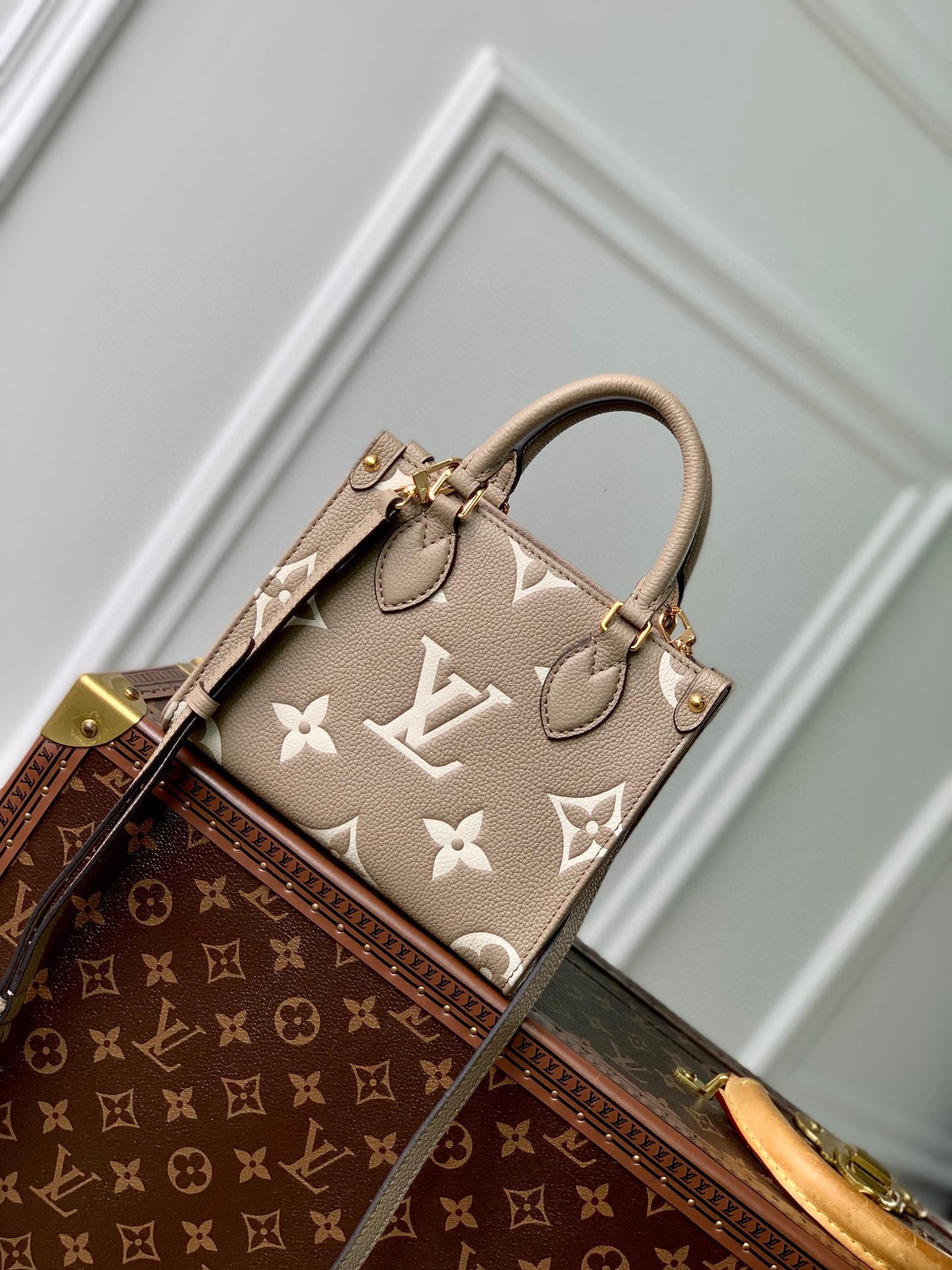 Louis Vuitton Petit Sac Plat Monogram Empreinte Leather Turtledove/Cream