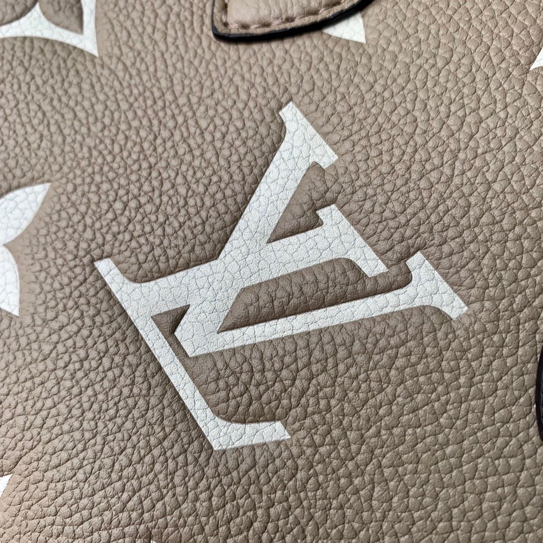Louis Vuitton Elegant Taupe Embossed Leather Mini Tote Bag with Top Handles
