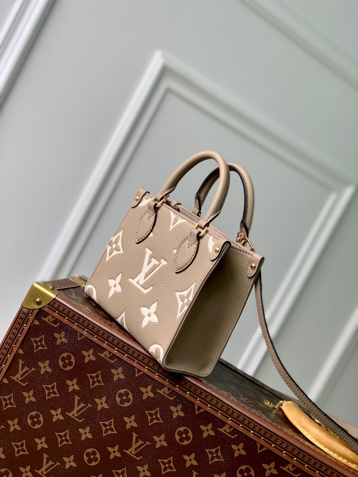 Louis Vuitton Petit Sac Plat Monogram Empreinte Leather Turtledove/Cream
