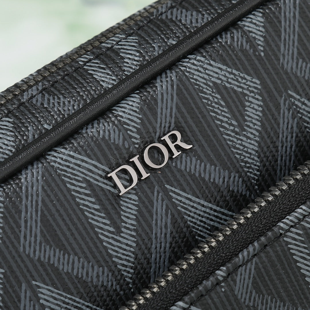 Dior Black CD Diamond Canvas Saddle Pouch Crossbody Bag
