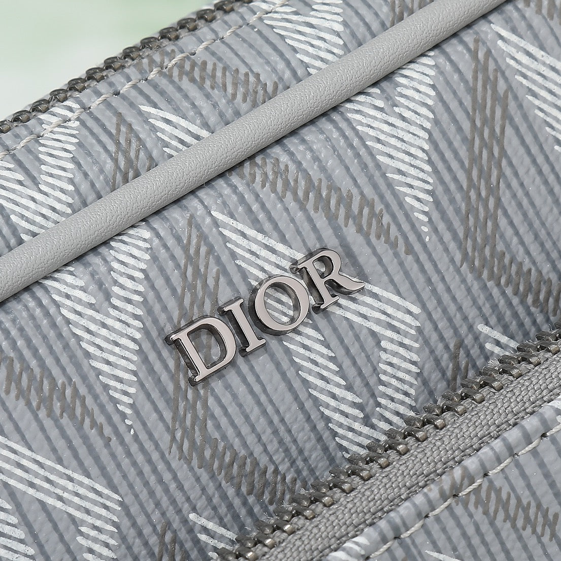 Dior Men's Grey CD Diamond Canvas Messenger Bag with Detachable Pouch