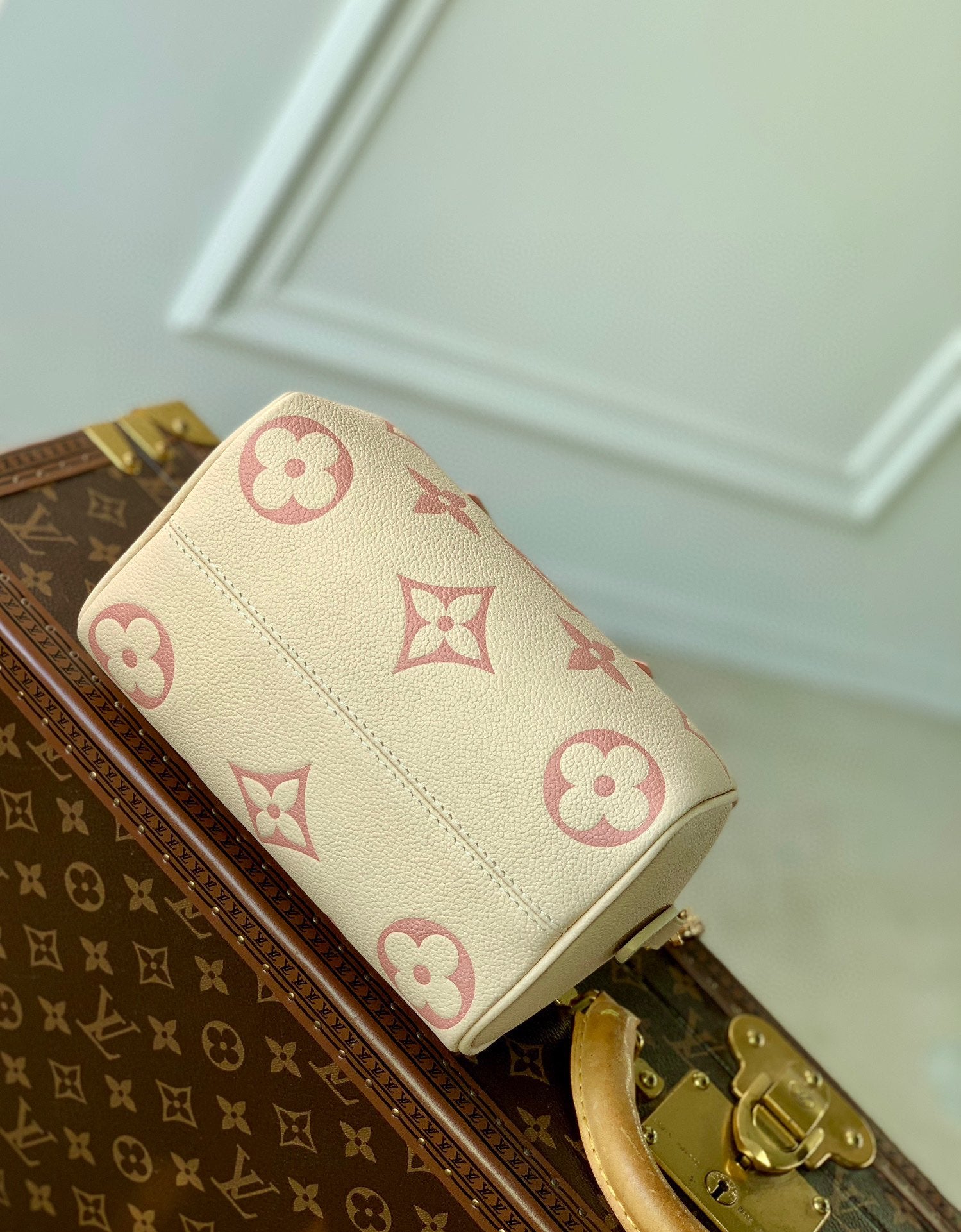 Louis Vuitton Nano Speedy Monogram Empreinte Leather - Cream and Pink