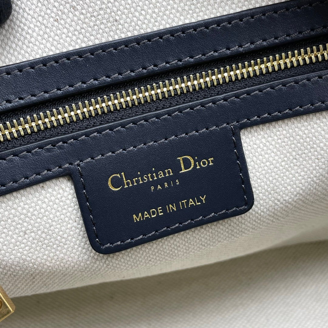 Christian Dior Oblique Jacquard Mini Bowling Bag - Blue and Beige Monogram