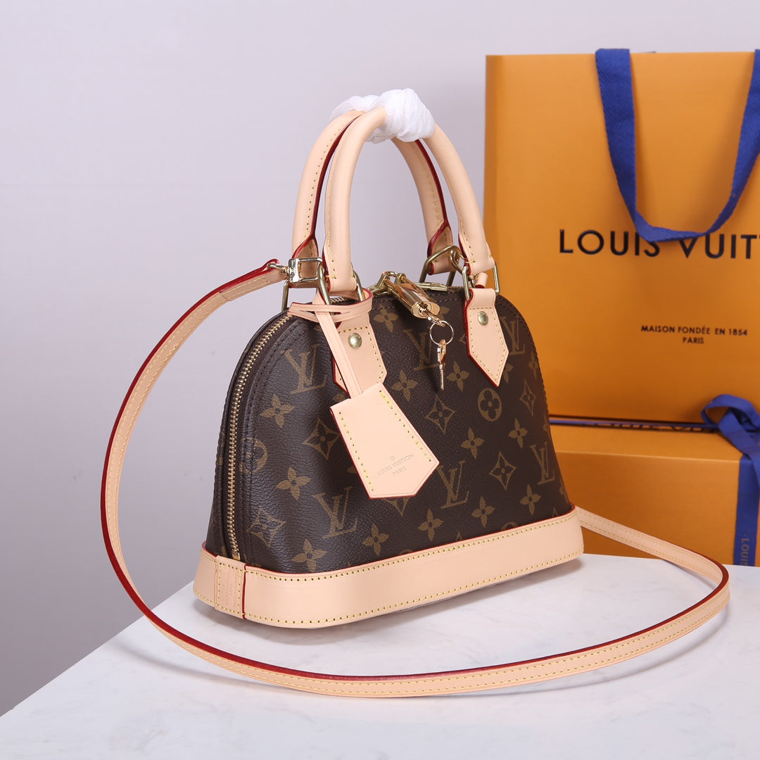Louis Vuitton Alma BB Monogram Canvas Shoulder Bag - Brown