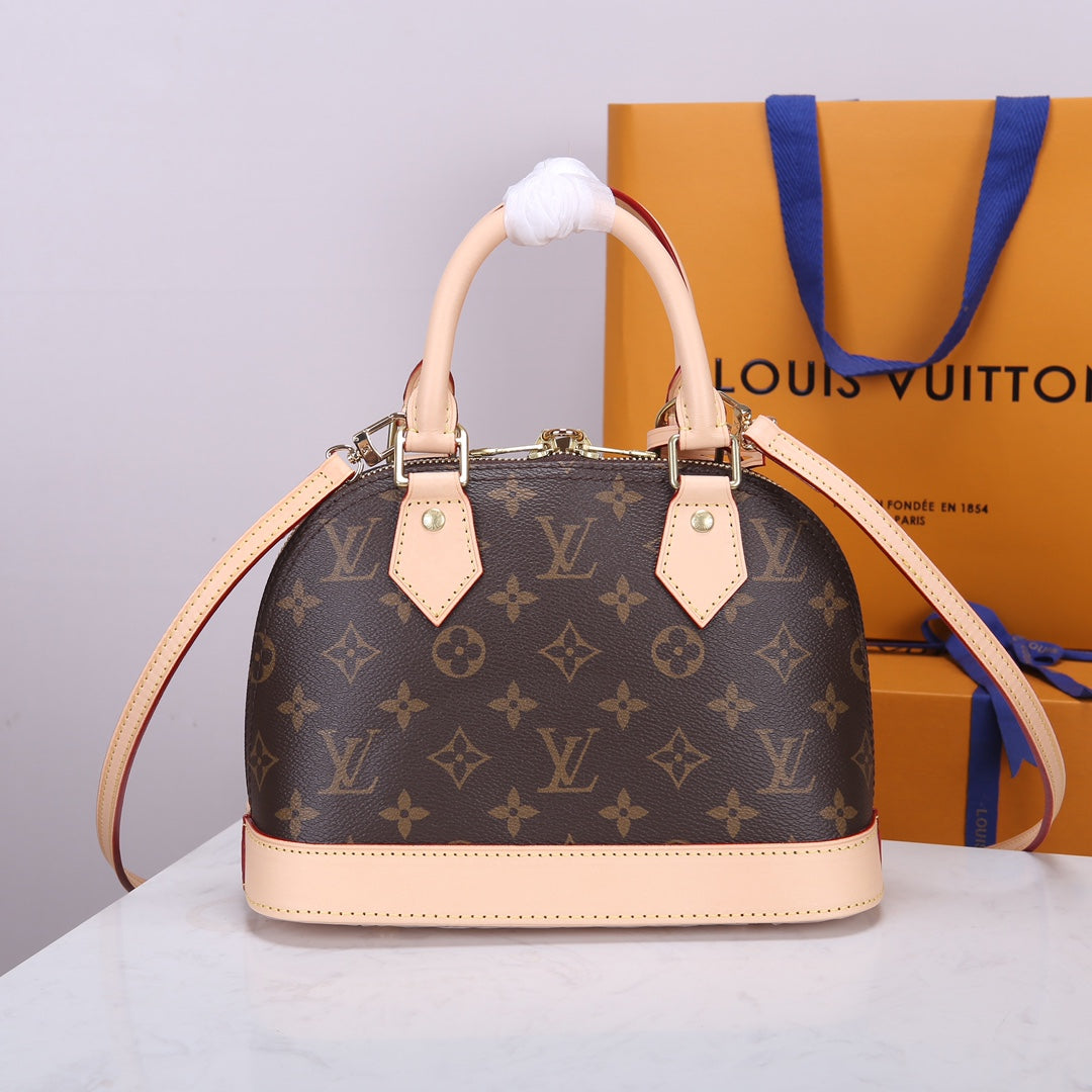 Louis Vuitton Alma BB Monogram Canvas Shoulder Bag - Brown