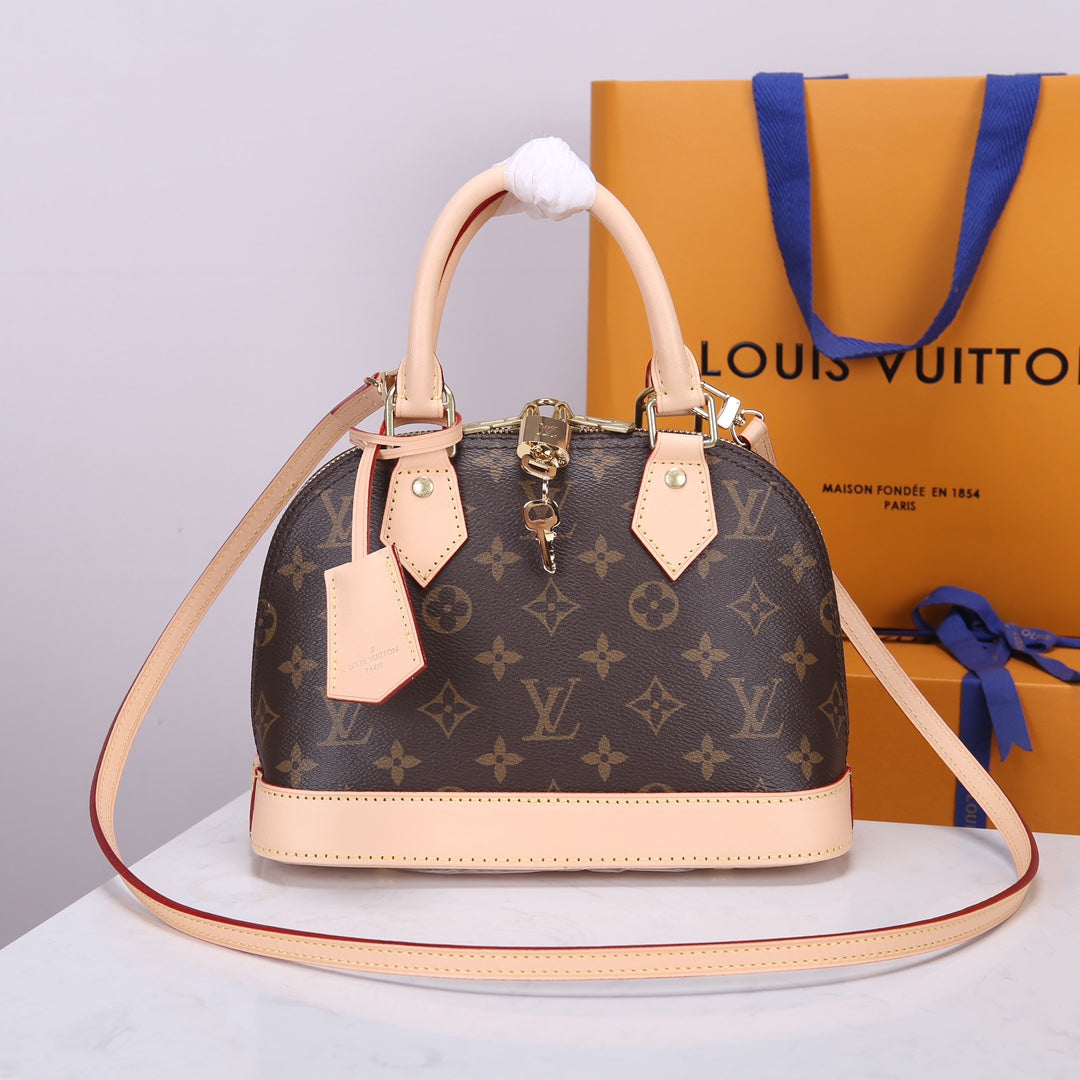 Louis Vuitton Alma BB Monogram Canvas Shoulder Bag - Brown