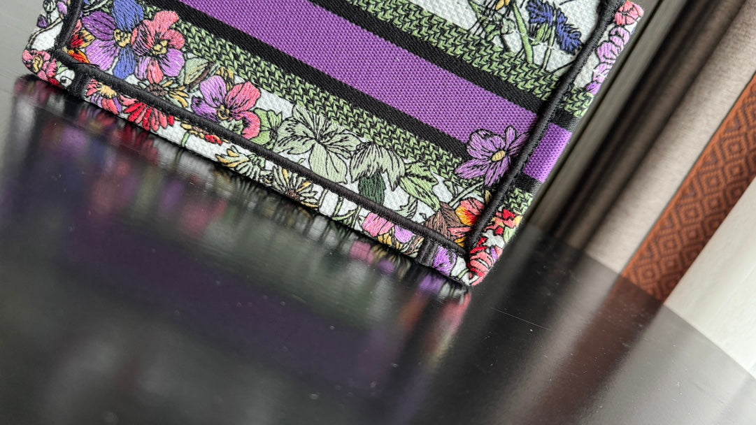 Christian Dior Mini Book Tote - Multicolor Floral Print Canvas Handbag