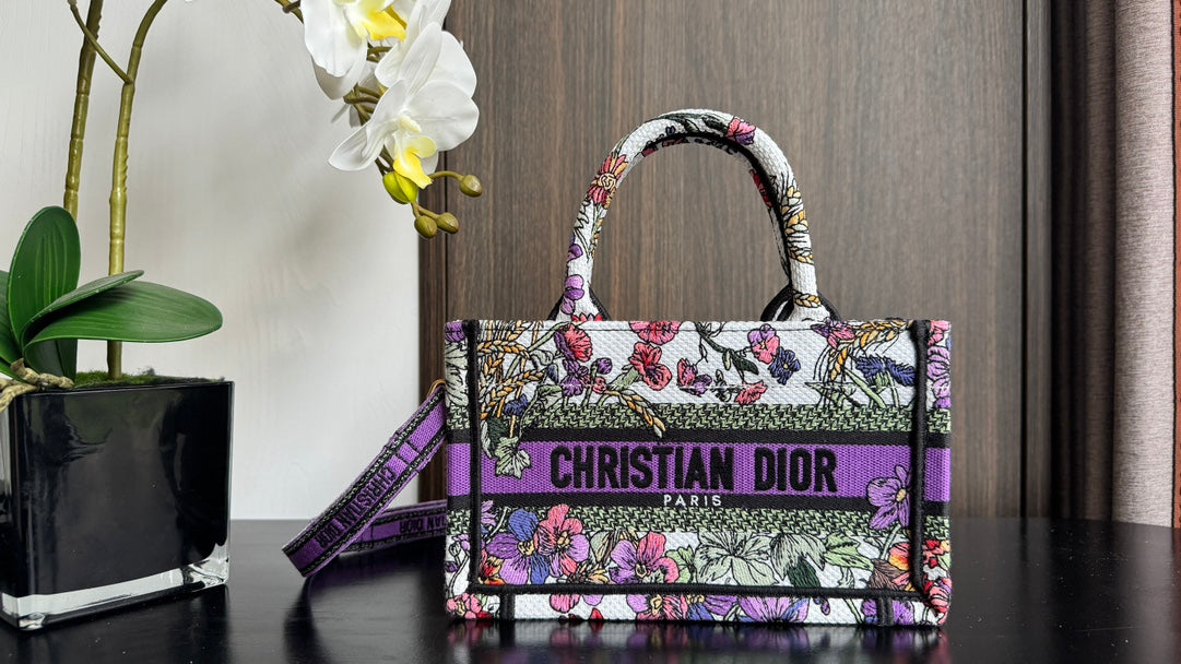 Christian Dior Mini Book Tote - Multicolor Floral Print Canvas Handbag