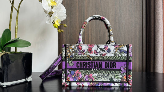 Christian Dior Mini Book Tote - Multicolor Floral Print Canvas Handbag