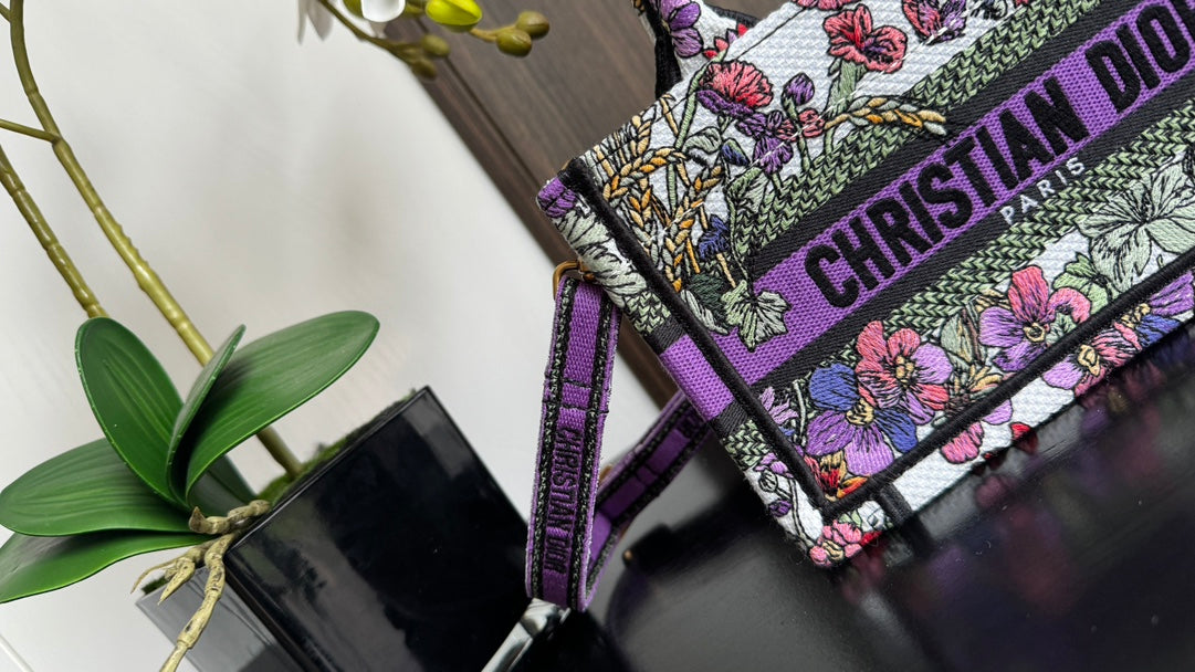Christian Dior Mini Book Tote - Multicolor Floral Print Canvas Handbag