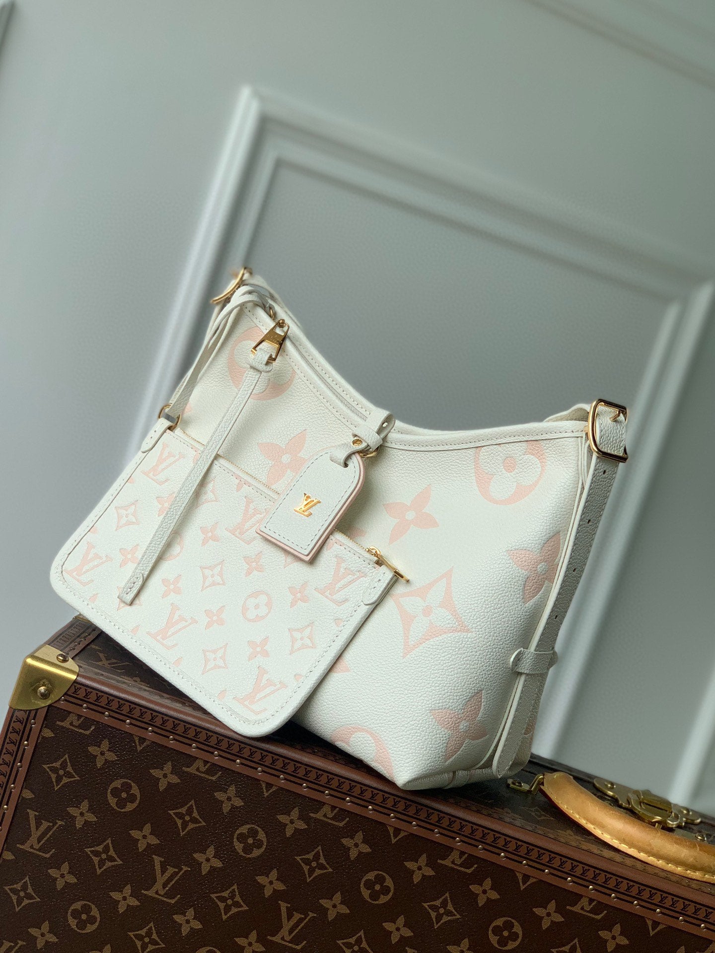 Louis Vuitton Monogram Small Shoulder Bag in White and Light Pink