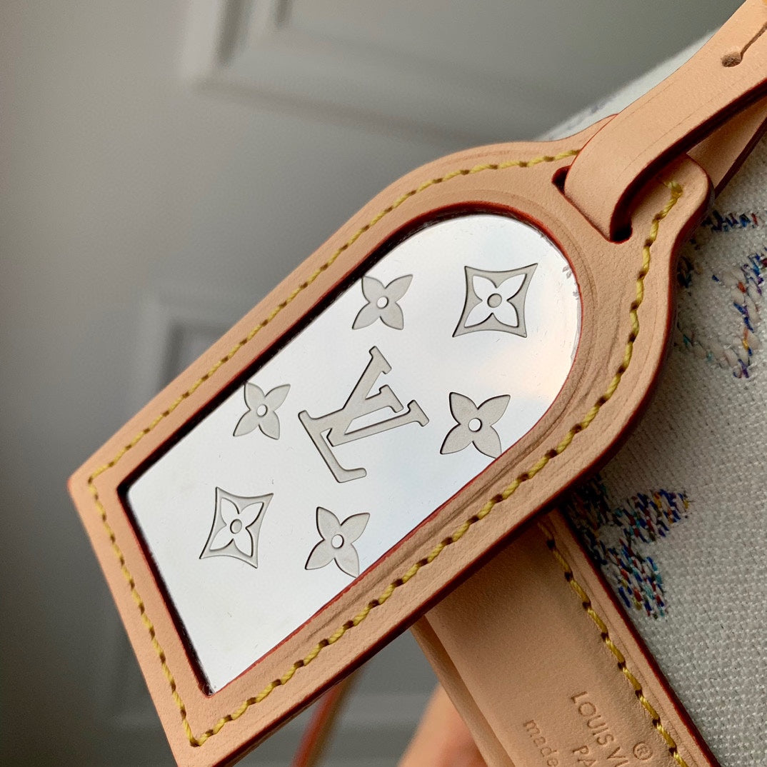 Louis Vuitton Nano Noé Bucket Bag - White &amp; Grey Monogram Canvas