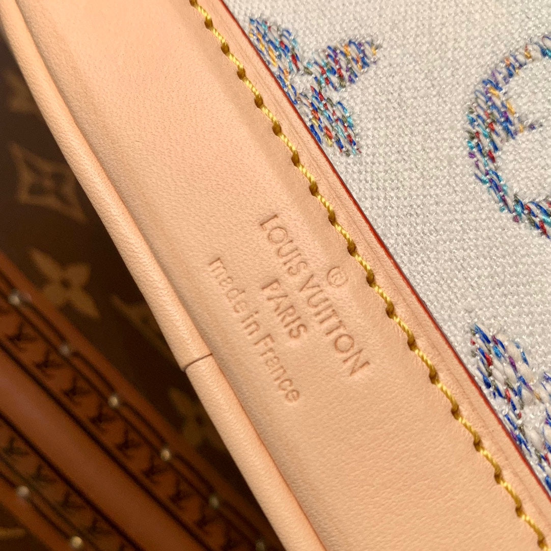 Louis Vuitton Nano Noé Bucket Bag - White & Grey Monogram Canvas