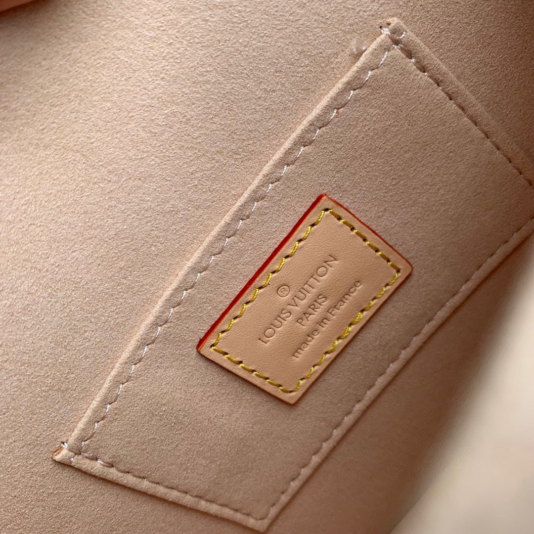 White Monogram Mini Crossbody Bag with Tan Leather Trim and Braided Chain Handle