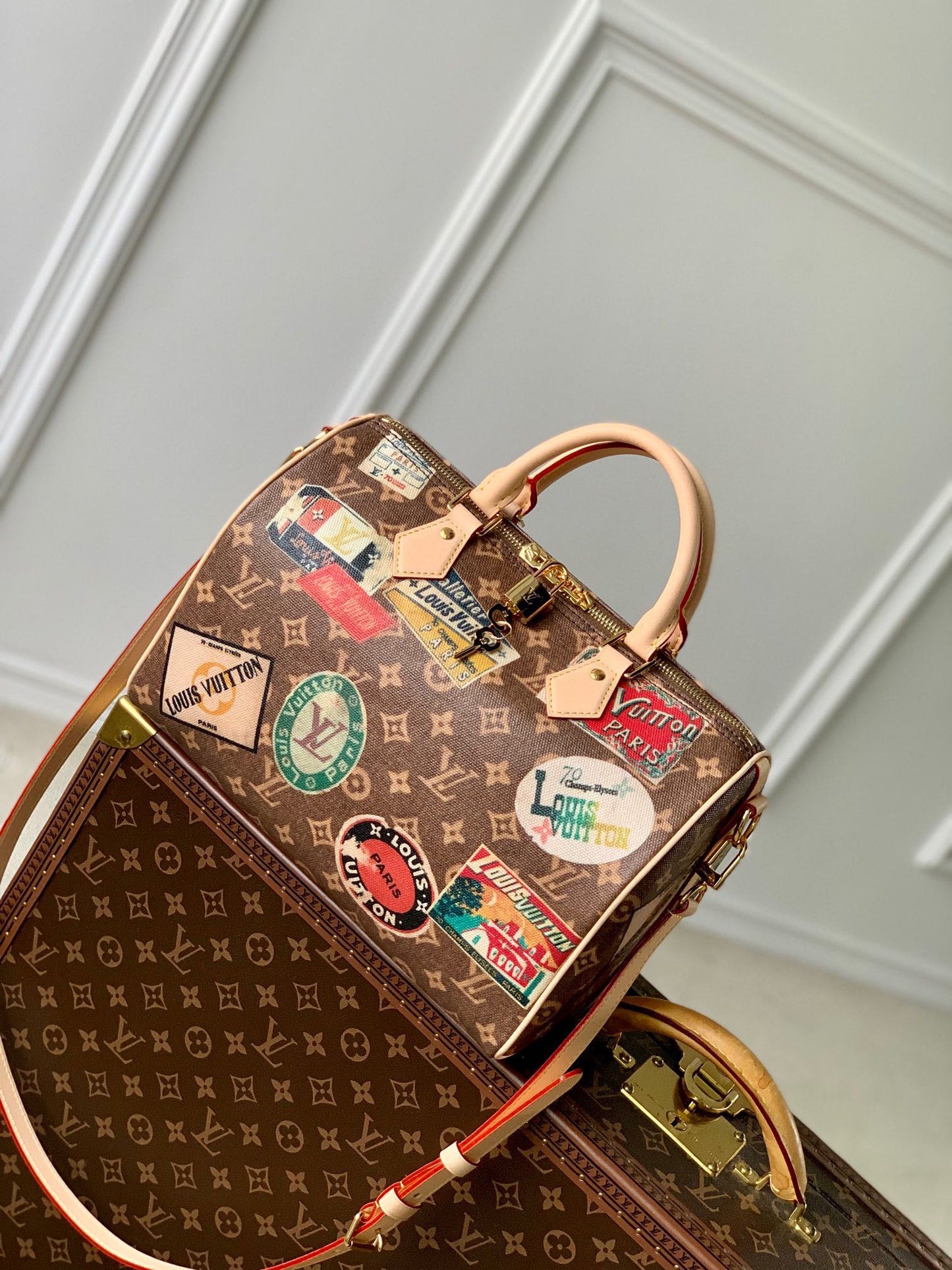 Louis Vuitton Monogram Speedy Bandouliere World Tour Patches Limited Edition Handbag
