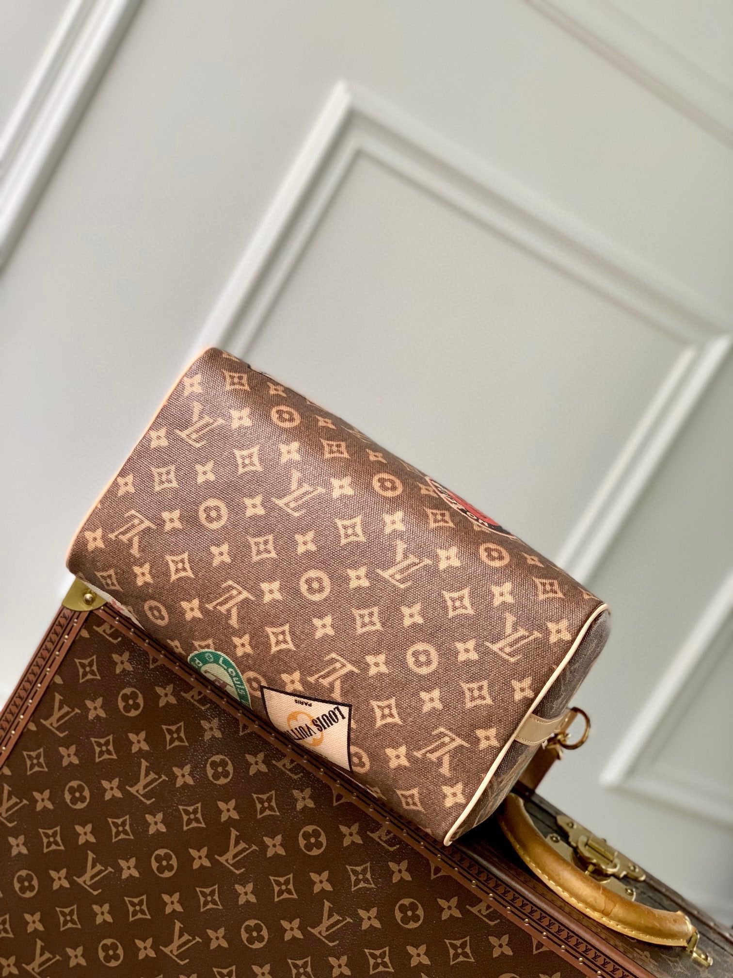 Louis Vuitton Monogram Speedy Bandouliere World Tour Patches Limited Edition Handbag