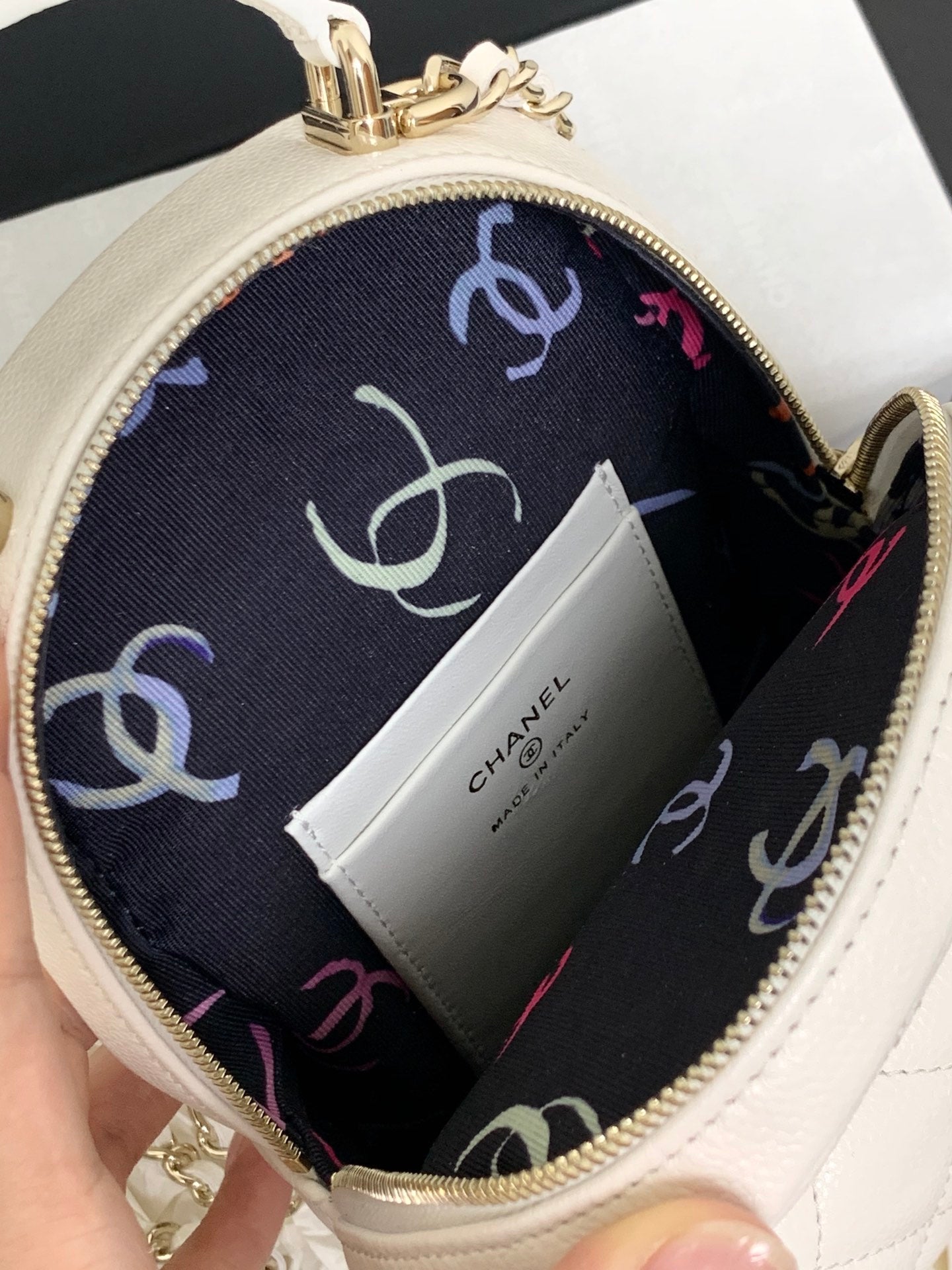 Chanel White Quilted Leather Mini Backpack with Gold-Tone CC Logo