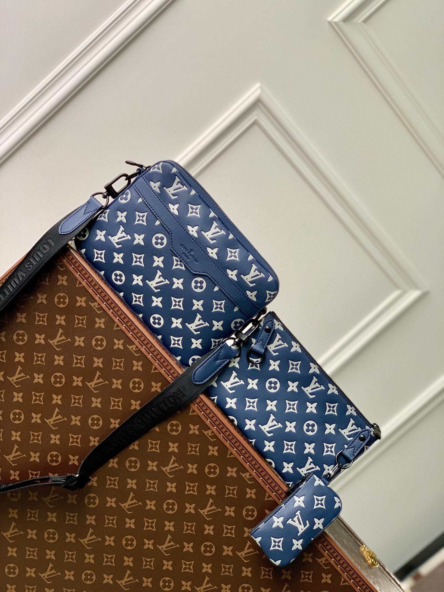 Blue Monogram Multi-Pochette Accessories Crossbody Bag with Detachable Pouches