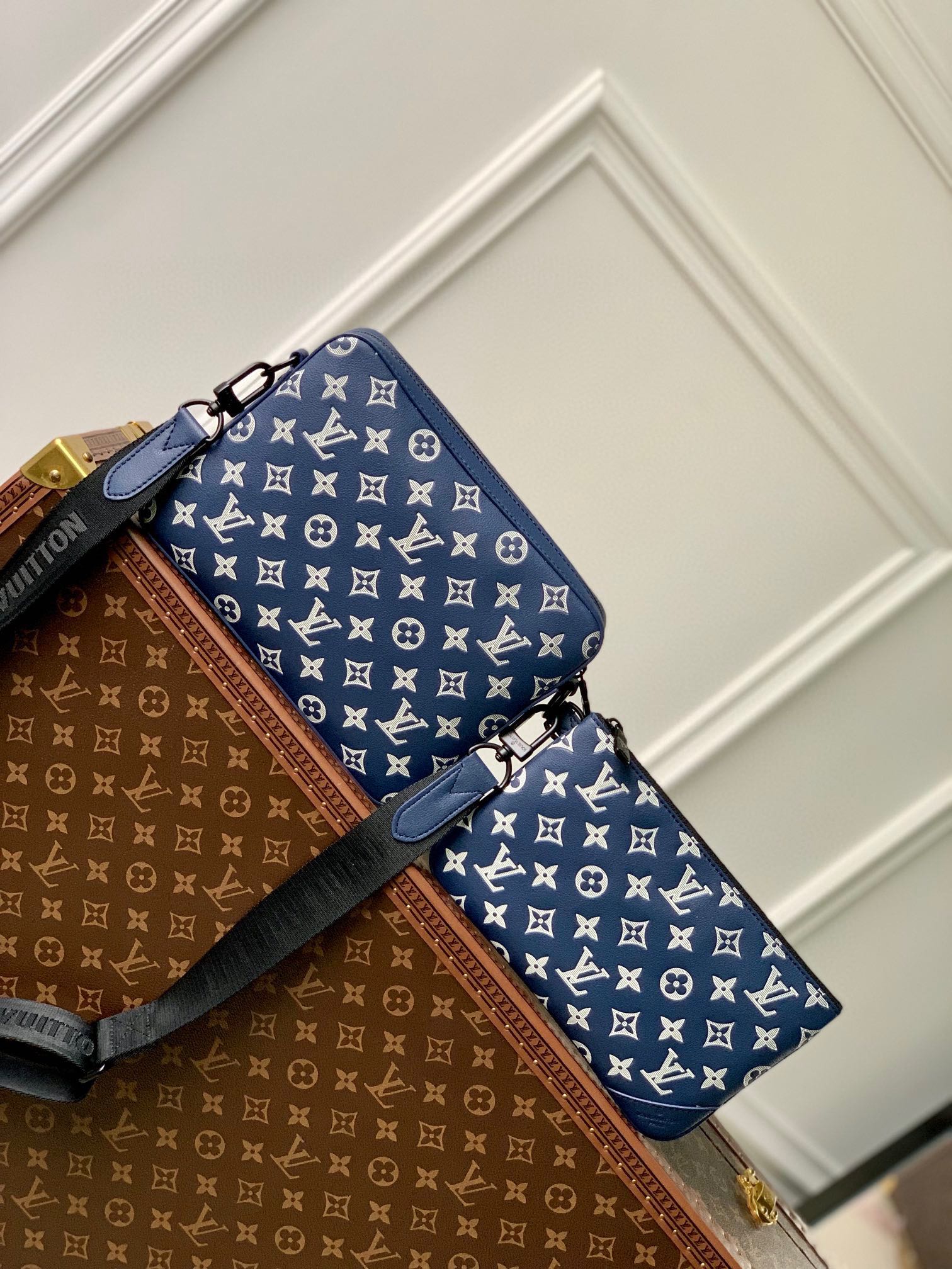 Blue Monogram Multi-Pochette Accessories Crossbody Bag with Detachable Pouches