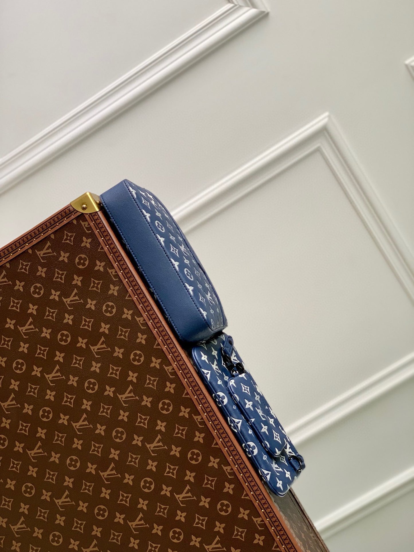 Blue Monogram Multi-Pochette Accessories Crossbody Bag with Detachable Pouches