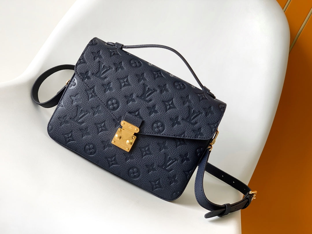 Louis Vuitton Pochette Métis Monogram Empreinte Leather Crossbody Bag - Navy Blue
