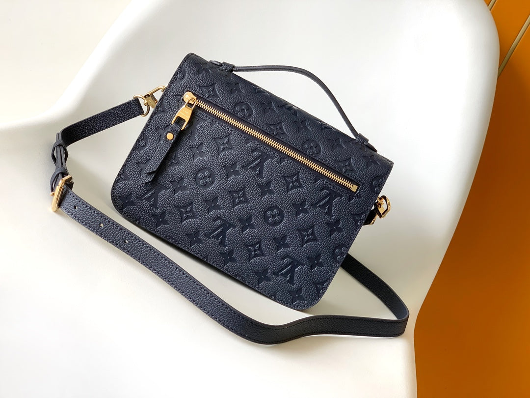 Louis Vuitton Pochette Métis Monogram Empreinte Leather Crossbody Bag - Navy Blue